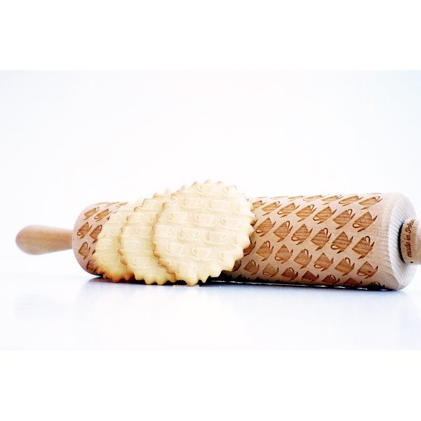 Făcăleț din lemn cu model pentru aluat Valek Tea Cups-image-3