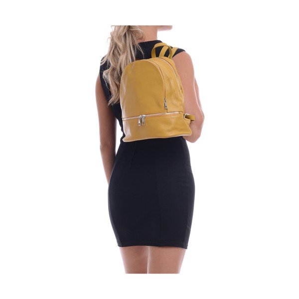 Rucsac din piele cu fermoar Anna Luchini, galben-image-4