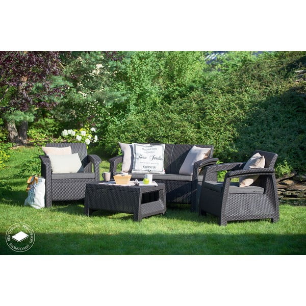 Set mobilier de grădină gri închis pentru patru persoane Corfu – Keter-image-1