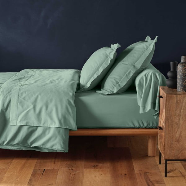 Cearceaf verde deschis din bumbac cu elastic 160x200 cm Lina – douceur d'intérieur-image-1
