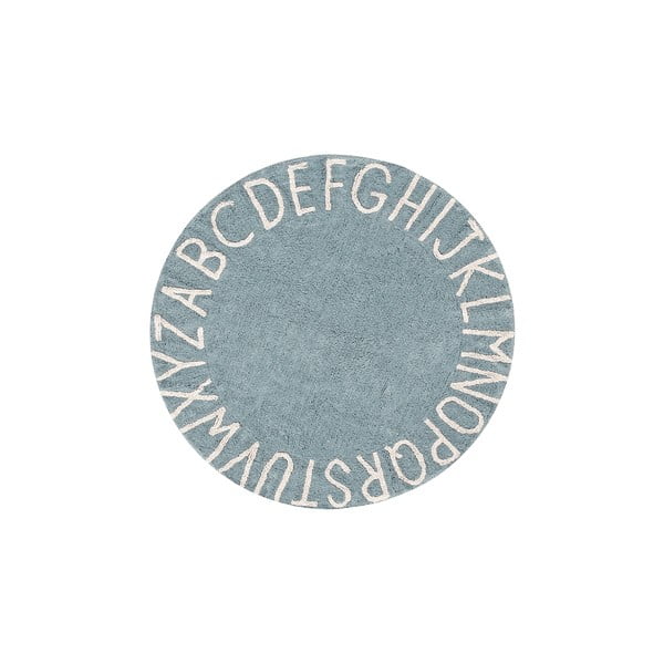 Covor pentru copii albastru deschis lavabil/țesut manual din bumbac ø150 cm ABC Vintage Blue – Lorena Canals