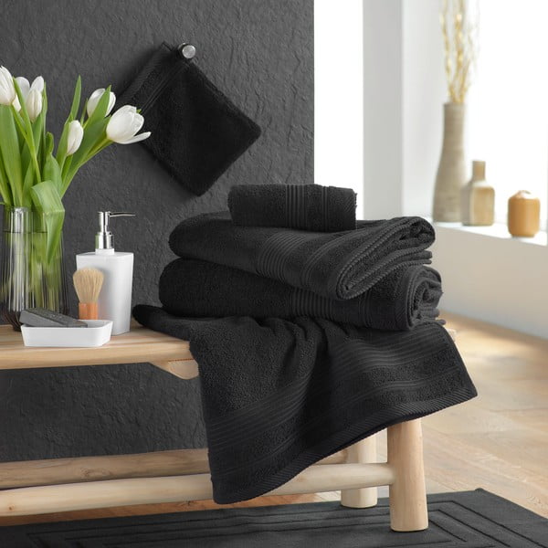 Prosop negru din bumbac din frotir 70x130 cm Tendresse – douceur d'intérieur-image-2