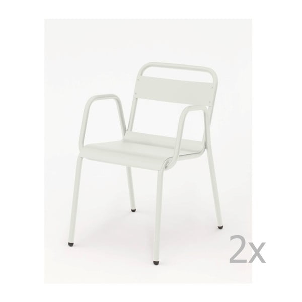 Set 2 scaune de grădină, cu cotiere Isimar Anglet, alb