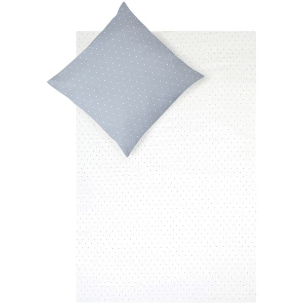 Lenjerie de pat din flanelă Fovere Betty, 200 x 200 cm, alb-albastru