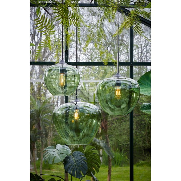 Lustră verde cu abajur din sticlă ø 30 cm Mayson – Light & Living-image-1