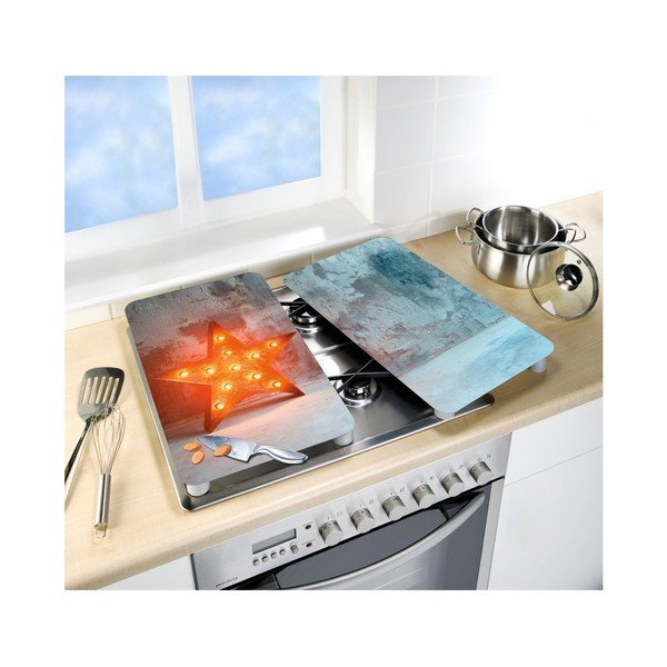 Set 2 suporturi din sticlă pentru protecția aragazului Wenko Star, 52 x 30 cm-image-2