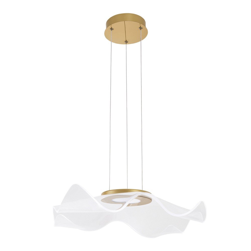 Lustră aurie LED din aluminiu cu abajur din sticlă acrilică Siderno – Nova Luce