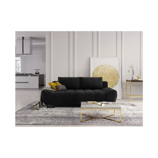 Canapea extensibilă cu 3 locuri Windsor & Co Sofas Cumulus, negru-image-1