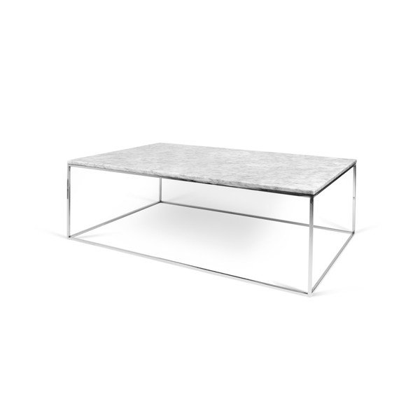 Măsuță TemaHome Gleam din marmură, cu picioare cromate, 120 cm, alb-image-2