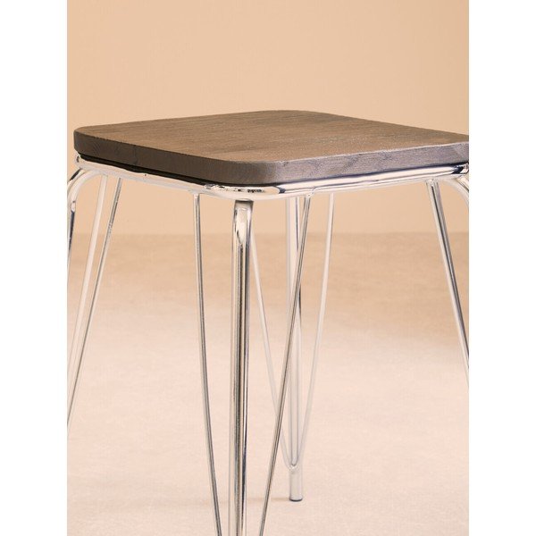 Scaun tip taburet argintiu/în culoare naturală din lemn de ulm District – Premier Housewares-image-4