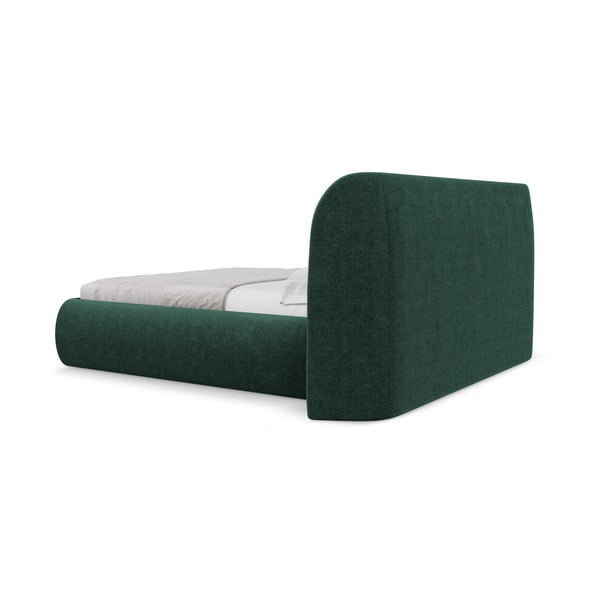 Pat matrimonial verde închis tapițat cu spațiu de depozitare cu somieră 180x200 cm Hauke – Makamii-image-4