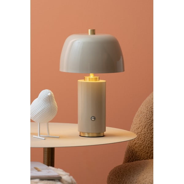 Veioză crem LED cu intensitate reglabilă cu abajur din metal (înălțime 30 cm) Freya – Leitmotiv-image-1