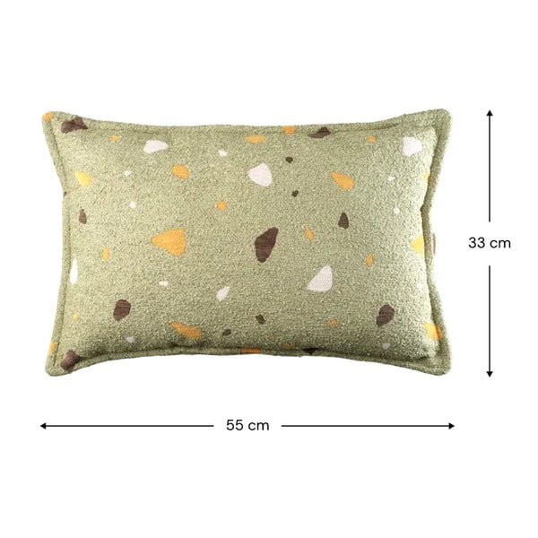 Pernă decorativă pentru copii verde din țesătură bouclé/chenille Terrazzo Bolster – Wigiwama-image-2