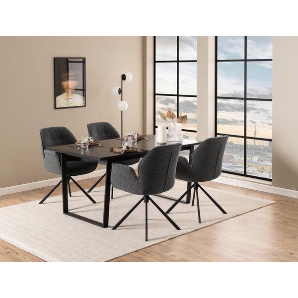 Scaun de sufragerie gri închis tapițat Aura – Actona-image-2