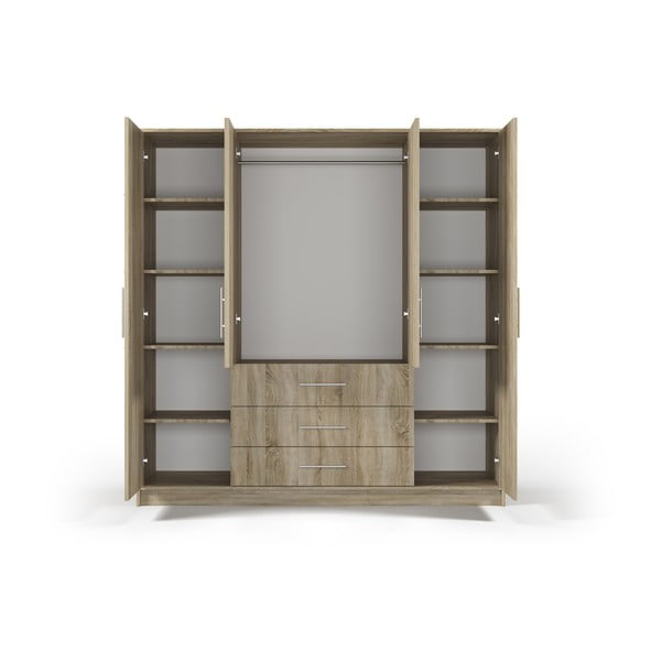 Dulap în decor de stejar cu oglindă 196x200 cm Derry - Cosmopolitan Design-image-3