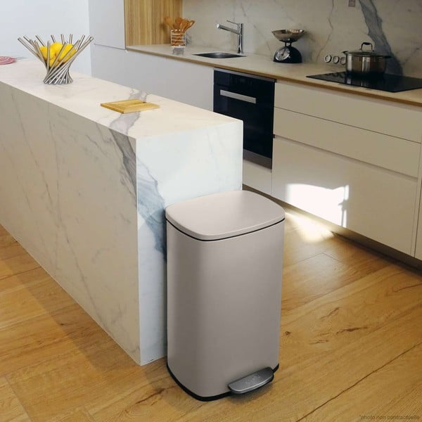 Coș de gunoi taupe cu pedală din oțel 50 l   Akira – Spirella-image-1