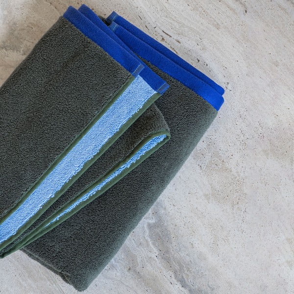 Prosop verde închis/albastru din bumbac organic din frotir 70x133 cm Soft – Mette Ditmer Denmark-image-3