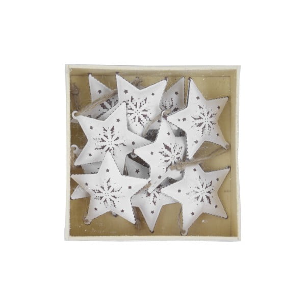 Set 10 decorațiuni suspendate Ego Dekor Star, alb