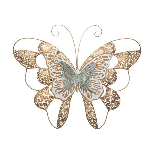Decorațiune suspendată metalică Mauro Ferretti Butterfly Wood A, 59,5 x 45,5 cm