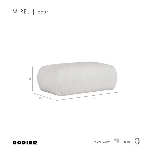 Taburet crem cu tapițerie din țesătură bouclé Mirel – Rodier-image-3