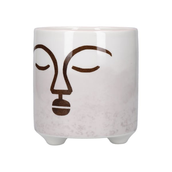 Ghiveci din ceramică albă și roz Kitchen Craft Terracotta Face