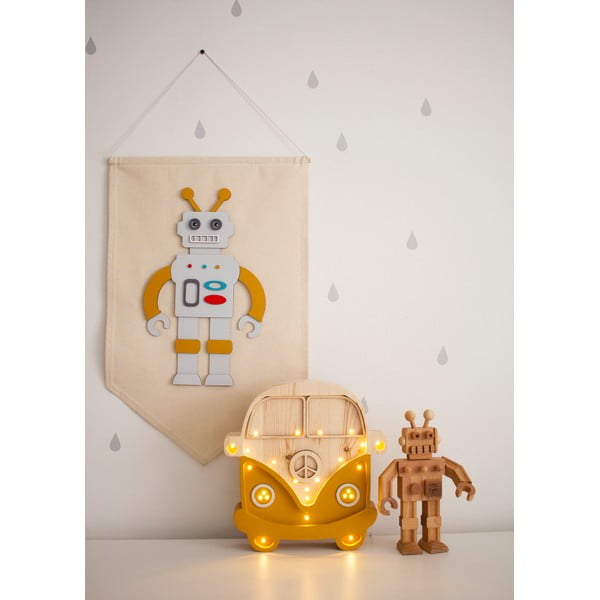 Veioză portocalie din lemn de pin Little Lights Van, înălțime 29 cm-image-1