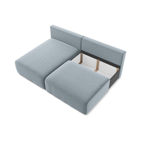 Colțar albastru extensibil/cu spațiu de depozitare cu tapițerie din catifea (cu colț pe partea stângă/cu șezlong) Kalena – Makamii-image-4