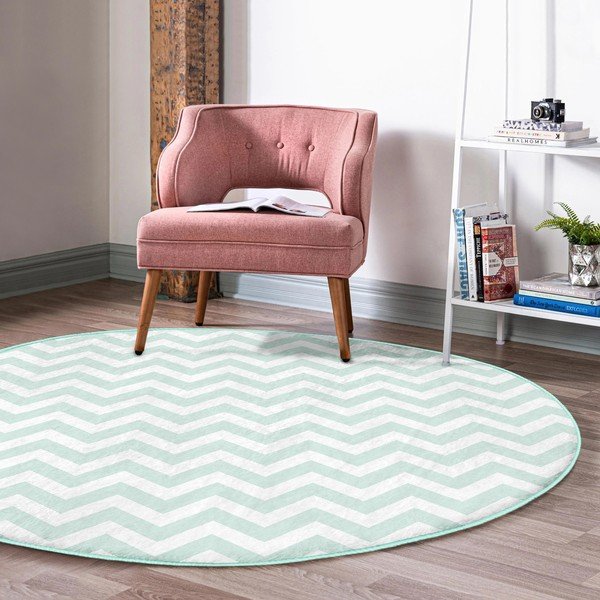 Covor rotund  verde mentă lavabil adecvat și  pentru aspiratoare robot   ø 100 cm Comfort – Mila Home-image-3