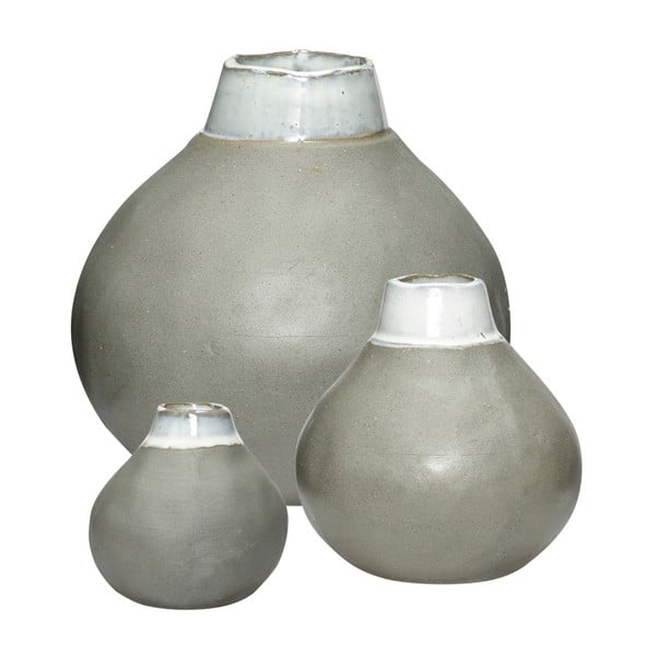 Set 3 vaze din ceramică Hübsch Pamila, gri