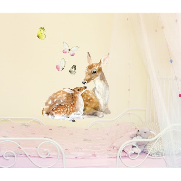 Autocolant refolosibil  Deer Family, 40x40 cm