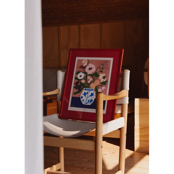 Poster 30x40 cm Flowers on Blue Table – Carla Llanos – The Poster Club-image-1