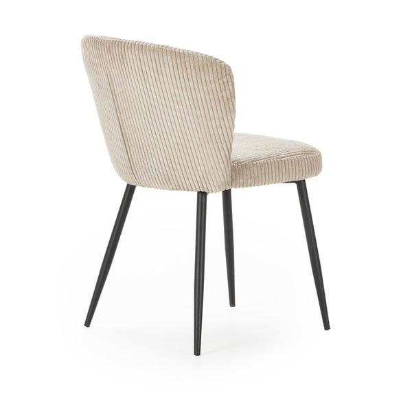 Scaune de dining bej 4 buc. din catifea reiată Megan – Marckeric-image-4