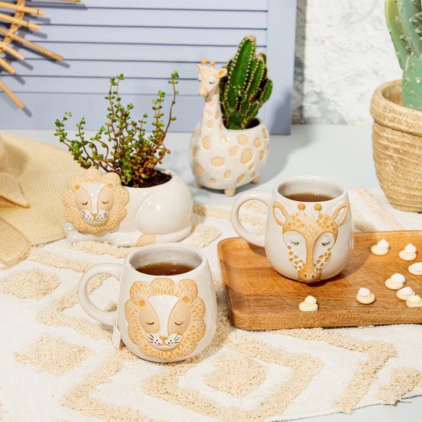 Cană Sass & Belle Leo Lion, 350 ml, alb - bej-image-1