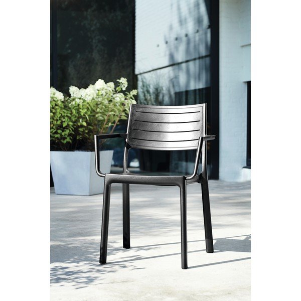 Scaun de grădină negru din plastic Metaline – Keter-image-1