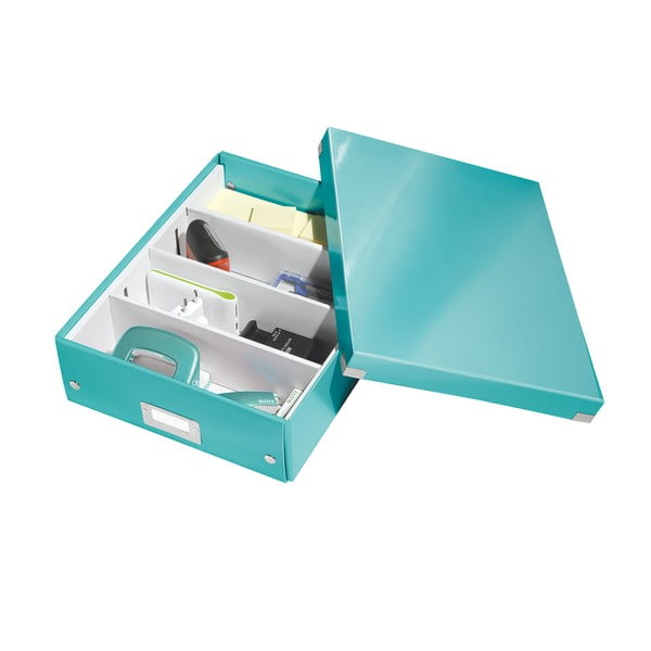 Cutie de depozitare verde/turcoaz din carton cu capac 28x37x10 cm Click&Store – Leitz