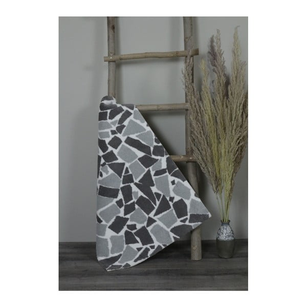 Covor de baie din bumbac My Home Plus Mosaic, 60 x 90 cm, gri - negru