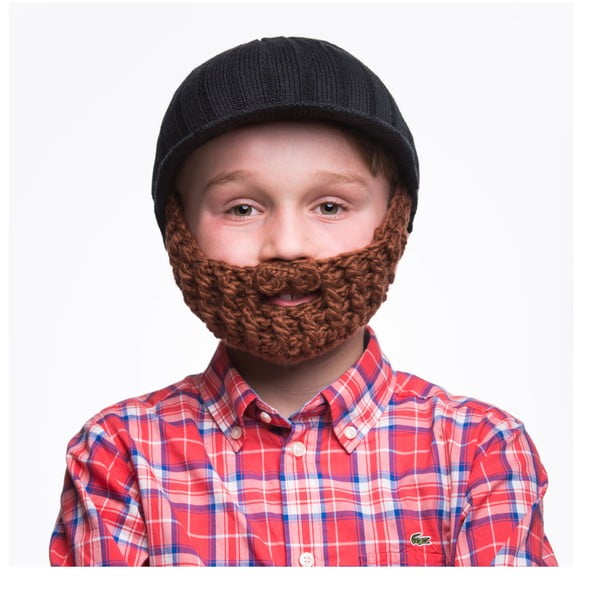 Căciulă cu barbă, pentru copii, Beardo Kids, negru-maro
