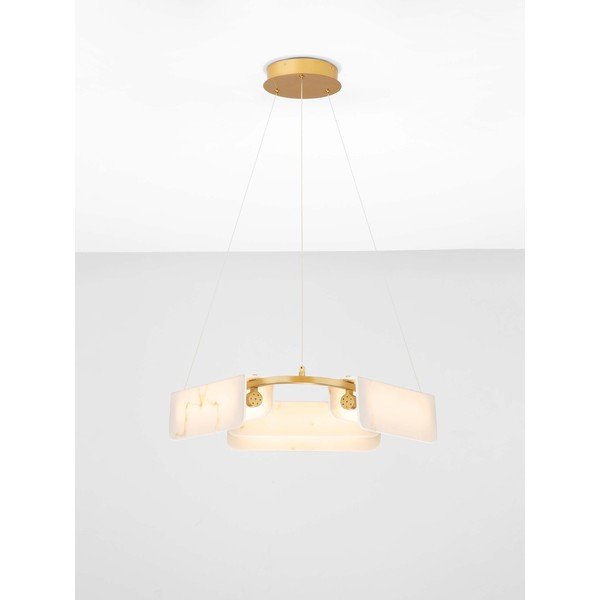 Lustră crem/alămie LED cu intensitate reglabilă cu aspect de marmură ø 63 cm Aider – Nova Luce-image-3