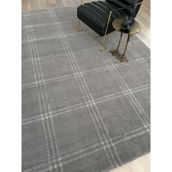 Covor gri antracit din lână 133x190 cm Calisia M Grid Prime – Agnella-image-1