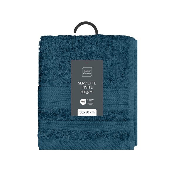 Prosop albastru închis din bumbac din frotir 30x50 cm Tendresse – douceur d'intérieur-image-4