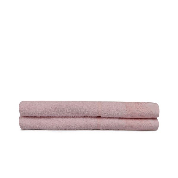 Set 2 prosoape baie Baroque, 150 x 90 cm, roz-image-1
