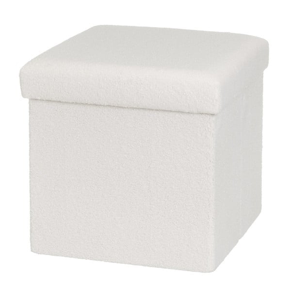 Taburet alb cu tapițerie din țesătură bouclé Ecru – Casa Selección