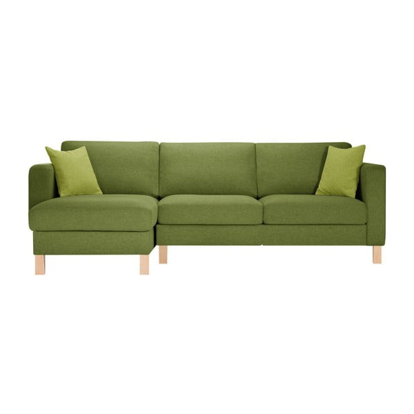 Canapea cu șezlong pe partea stângă și 2 perne verde deschis Stella Cadente Maison Canoa, verde