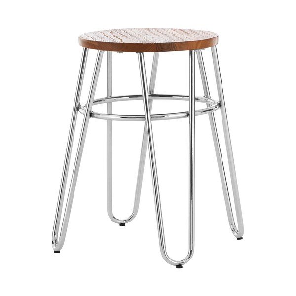Scaun tip taburet argintiu/în culoare naturală din lemn de ulm District – Premier Housewares