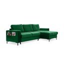 Colțar extensibil din catifea cu șezlong pe partea dreaptă Miuform Lofty Lilly, verde