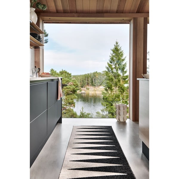 Covor tip traversă pentru interior și exterior alb-negru 70x250 cm Vivi Black – Pappelina-image-1