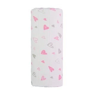 Prosop din bumbac pentru copii T-TOMI Tetra Pink Hearts, 120 x 120 cm