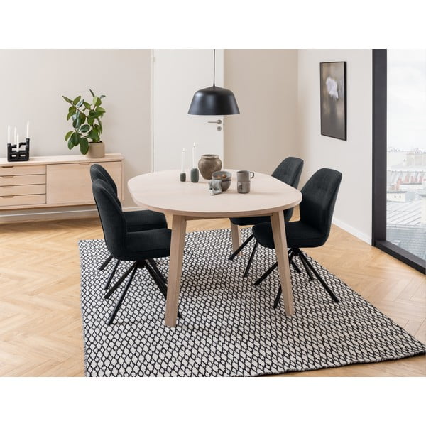 Masă de dining rotundă extensibilă cu blat cu aspect de lemn de stejar ø 120 cm A-Line – Actona-image-1