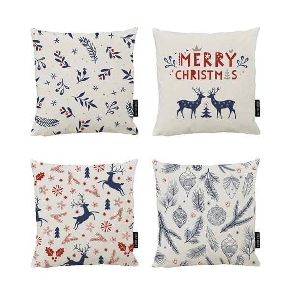 Fețe de pernă 4 buc. 45x45 cm  cu model de Crăciun Merry Christmas – Butter Kings