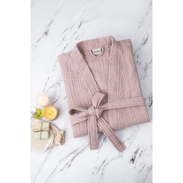 Halat roz S/M din muselină Kimono – Foutastic-image-3